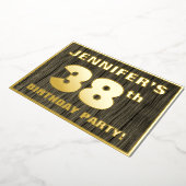 第38回誕生日パーティーはっきりした:木目フェイク模様 箔招待状 (回転した状態)