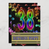 第38回誕生日パーティー招待(バブル付き) 招待状 (正面/裏面)