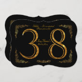 第38、誕生会第38、素晴らしいのGatsby、黒及び金ゴールド 招待状 (正面/裏面)