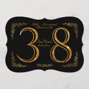第38、誕生会第38、素晴らしいのGatsby、黒及び金ゴールド 招待状