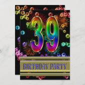 第39回バースデーパーティー招待(バブル付き) 招待状 (正面/裏面)
