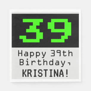 第39誕生日-ネルディ/オタク系のスタイル「39」と名前 スタンダードランチョンナプキン
