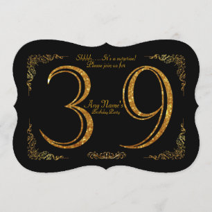 第39、誕生会第39、素晴らしいのGatsby、黒及び金ゴールド 招待状