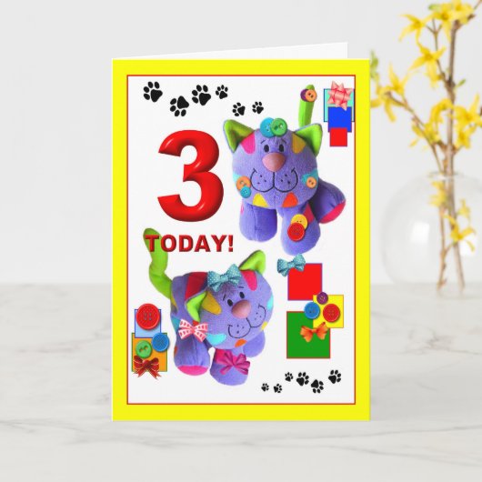 第3。 誕生日 カード (黄色い花)