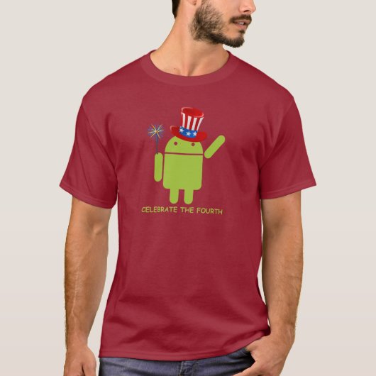 第4を祝って下さい(人間の特徴をもつ虫Droid) Tシャツ (正面)