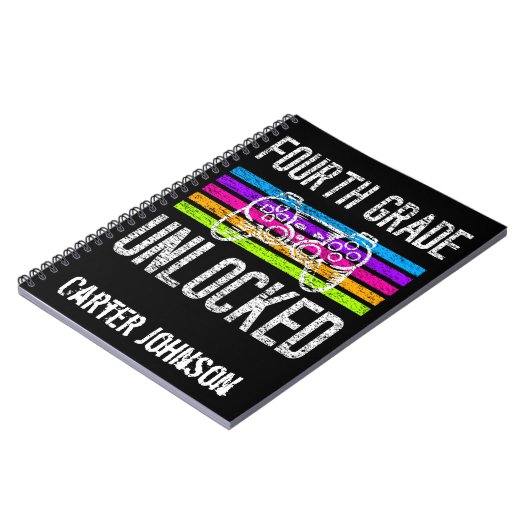 第4グレードのロック解除された新学期 パーソナライズされた ノートブック (左側)