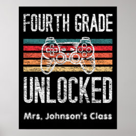 第4グレードのロック解除された新学期 パーソナライズされた ポスター