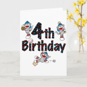 第4ソックス猿の野球の誕生日 カード (黄色い花)