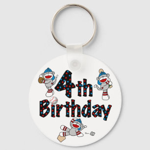 第4ソックス猿の野球の誕生日 キーホルダー