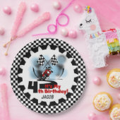 第4ハッピーバースデーの紙皿を競争させるオートバイ ペーパープレート (パーティー)