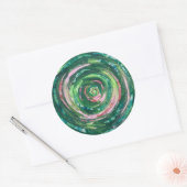 第4ハートチャクラグリーンピンクのアートワーク#2 ラウンドシール (封筒)