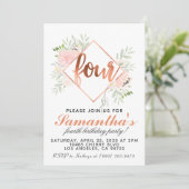 第4バラ金ゴールド誕生日招待状 招待状 (スタンド正面)