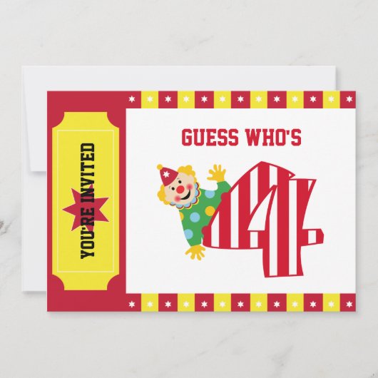 第4バースデーウェーブサーカスピエロ招待状 招待状 (正面)