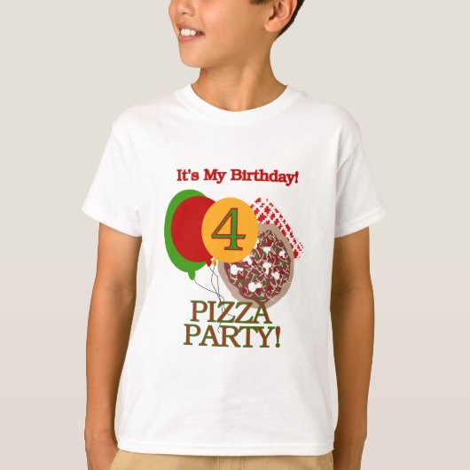 第4ピザパーティーの誕生日のTシャツおよびギフト Tシャツ (正面)