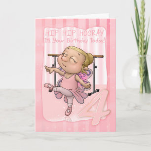 第4ピンクの誕生日のバレエダンサーの情報通のお尻Hooray カード