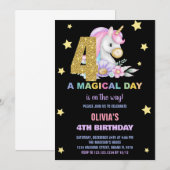 第4フローラユニコーン誕生日招待状 招待状 (正面/裏面)
