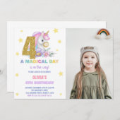 第4フローラUnicorn誕生日招待状（写真あり） 招待状 (正面/裏面)