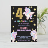 第4レインボーユニコーン誕生日招待状フライ 招待状 (スタンド正面)