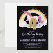 第4レインボーユニコーン誕生日招待状 招待状 (正面/裏面)