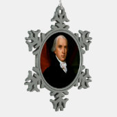 第4代大統領ジェームズ・マディソン：コロニアルアメリカ スノーフレークピューターオーナメント (左)