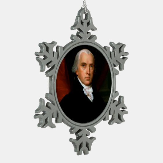 第4代大統領ジェームズ・マディソン：コロニアルアメリカ スノーフレークピューターオーナメント (左)