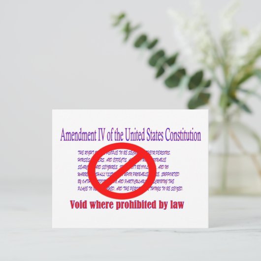 第4修正-法律によって禁止されてところ空間 ポストカード (スタンド正面)