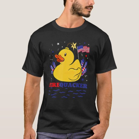 第4回アメリカ独立記念日の花火師のゴム製のアヒル Tシャツ (正面)
