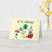 第4回スティックキッズパーティー誕生日Tシャツとギフト カード (黄色い花)