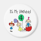 第4回スティックキッズパーティー誕生日Tシャツとギフト マグネット (正面)