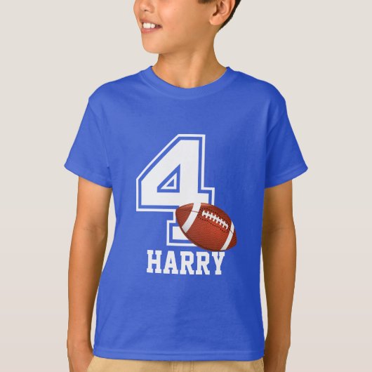 第4回バースデー・ボーパーソナライズされたイ・フットボール–2 Tシャツ (正面)