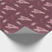 第4回ビッグ誕生日ガールピンク花緑 ラッピングペーパー (角)