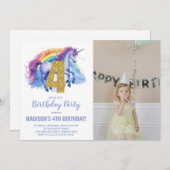 第4回レインボーユニコーン誕生日招待状写真 招待状 (正面/裏面)