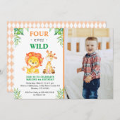 第4回ワイルド·サファリ·ジャングル·ライオン4回誕生パーティー 招待状 (正面/裏面)