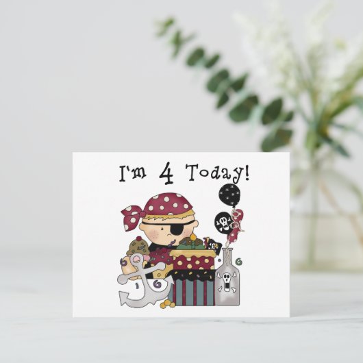 第4回誕生日の海賊Tシャツとプレゼント ポストカード (スタンド正面)