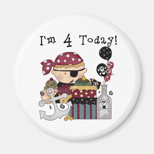 第4回誕生日の海賊Tシャツとプレゼント マグネット (正面)