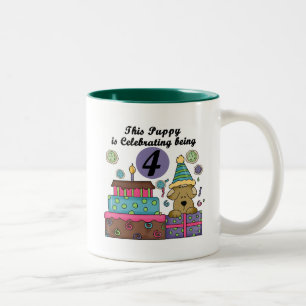 第4回誕生日パピーTシャツとギフト ツートーンマグカップ