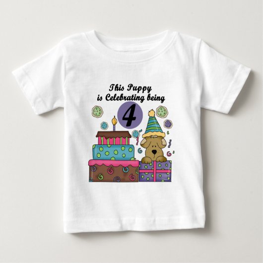第4回誕生日パピーTシャツとギフト ベビーTシャツ (正面)