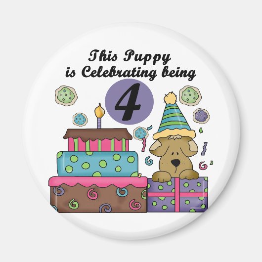 第4回誕生日パピーTシャツとギフト マグネット (正面)