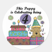 第4回誕生日パピーTシャツとギフト ラウンドシール (正面)