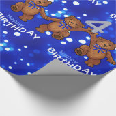 第4回誕生日踊りテディベア ラッピングペーパー (角)