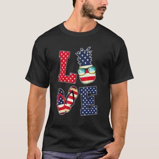 第4回7月アメリカ国旗サングラスパイナップルF Tシャツ (正面)