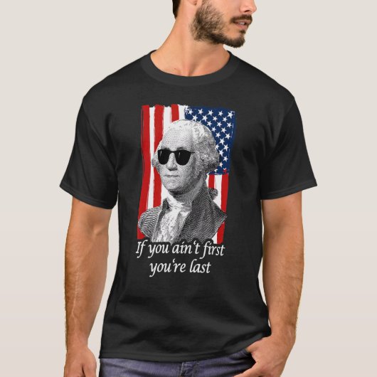 第4回7月ジョージワシントン愛国的引用文インデンド Tシャツ (正面)