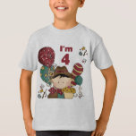 第4回Birthday Cowboy Tシャツ&ギフト Tシャツ<br><div class="desc">誕生日カウボーイ4th誕生日Tシャツ、ボディスーツ、誕生日ボタン、トートバッグ、磁石など小さなカウボーイの4th誕生日のために。カップケーキとカラフルバルーンの小さなカウボーイを備えている！</div>