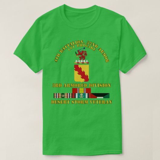 第4大隊 第32装甲連 第3装甲師団 砂漠の嵐作戦 戦闘員 Tシャツ (デザイン正面)