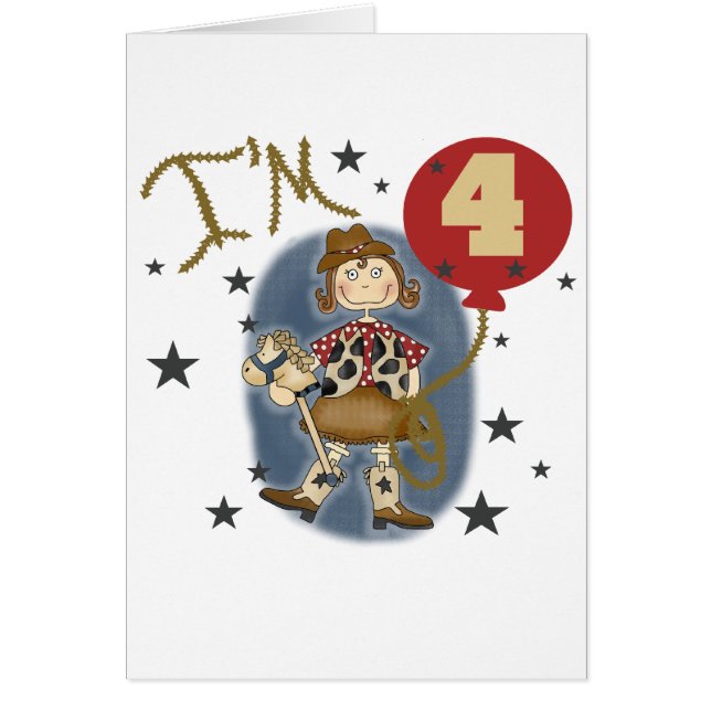 第4女性のカーボーイ誕生日Tシャツとギフト (正面)