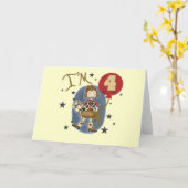 第4女性のカーボーイ誕生日Tシャツとギフト カード (黄色い花)