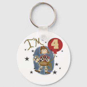 第4女性のカーボーイ誕生日Tシャツとギフト キーホルダー