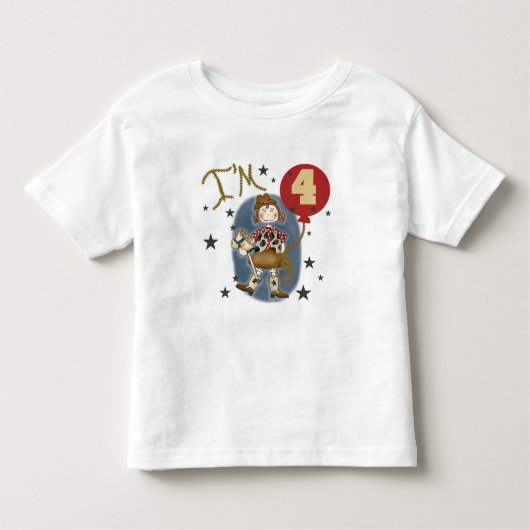 第4女性のカーボーイ誕生日Tシャツとギフト トドラーTシャツ (正面)