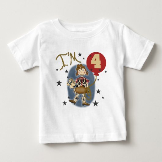第4女性のカーボーイ誕生日Tシャツとギフト ベビーTシャツ (正面)