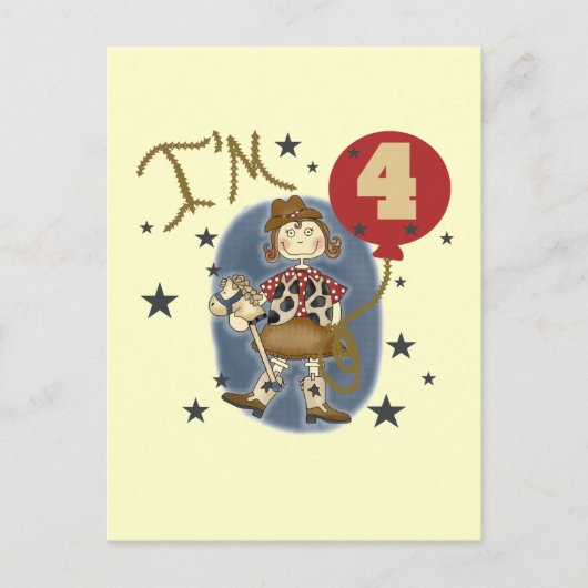 第4女性のカーボーイ誕生日Tシャツとギフト ポストカード (正面)